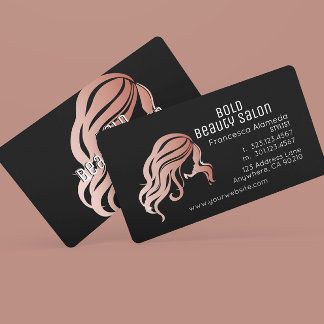 Carte De Visite Salon de beauté Rose métallique Gold Hair Styliste