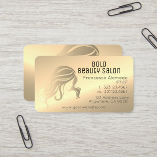 Carte De Visite Salon de beauté Styliste métal 14k Or laiton