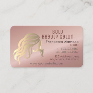 Carte De Visite Salon de beauté Styliste Rose métallique Modèle or
