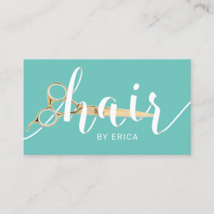 Carte De Visite Salon de beauté turquoise de typographie de papie