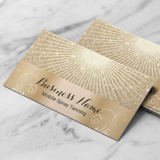 Carte De Visite Salon de bronzage de luxe Gold Glow Mobile Spray (Créateur téléchargé)
