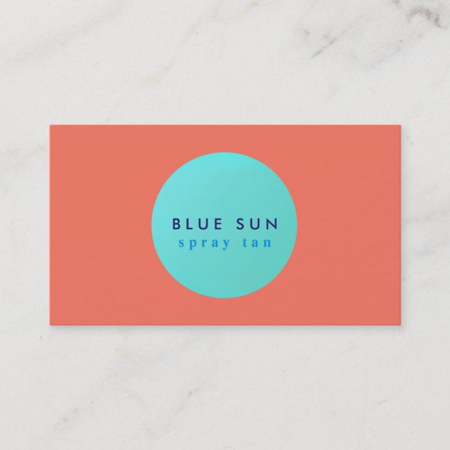 Carte De Visite Salon de bronzage Turquoise Logo Sun sur Coral (Devant)