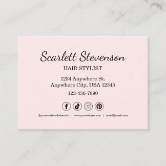Carte De Visite Salon de cheveux moderne Pink Blush Business QR Ca