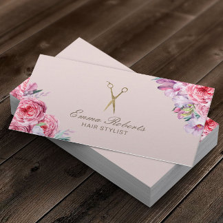 Carte De Visite Salon de ciseau Vintage Floral Gold