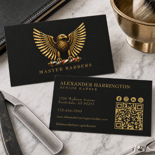 Carte De Visite Salon de coiffeur Luxury Golden Eagle Logo Coiffeu