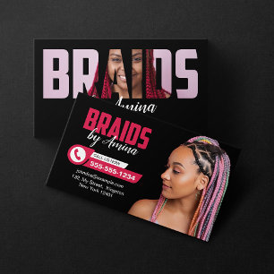 Carte De Visite Salon de coiffure Black and Pink Africa pour tress