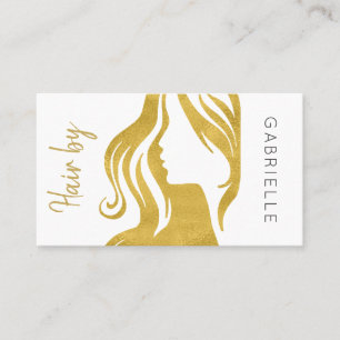 Carte De Visite Salon de coiffure blanc or moderne prochain rendez