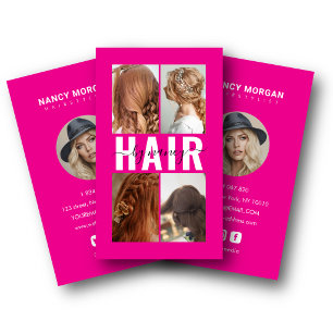 Carte De Visite Salon de coiffure Calligraphie  Photo Collage Rose