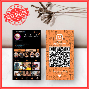 Carte De Visite Salon de coiffure Citrus Orange Instagram QR