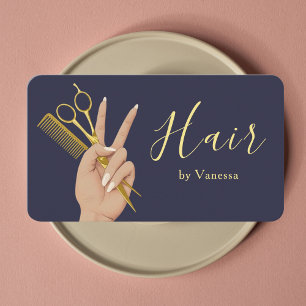 Carte De Visite Salon de coiffure de luxe Coiffeur Coiffeuse Navy
