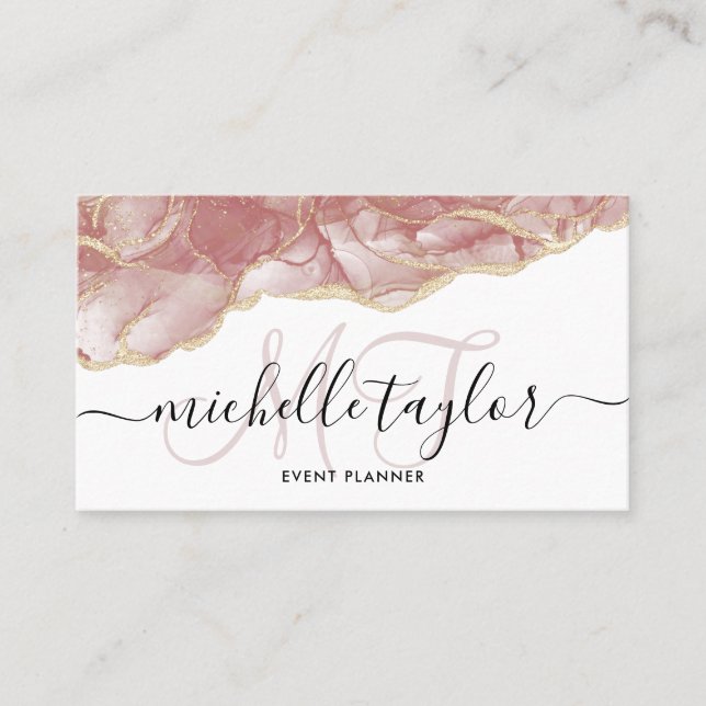 Carte De Visite Salon de coiffure de maquillage tendance rose moel (Devant)