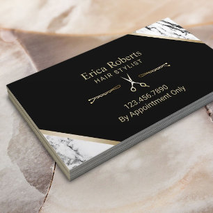 Carte De Visite Salon de coiffure de marbre moderne de ciseaux