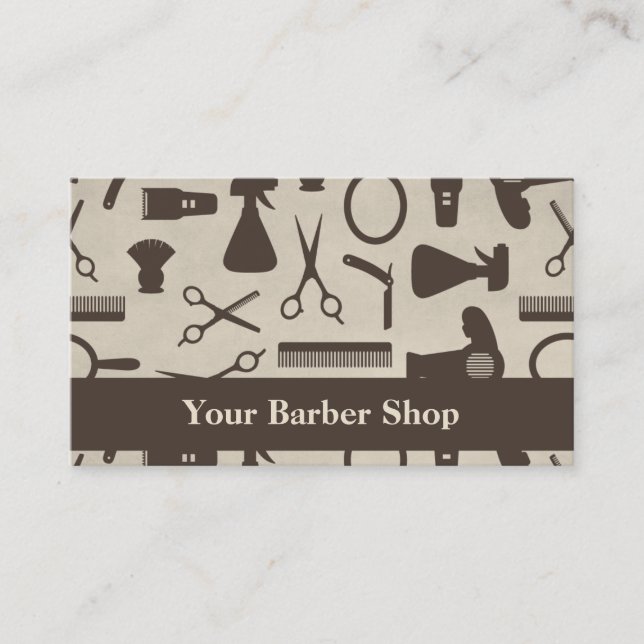 Carte De Visite Salon de coiffure de motif d'outils de coupe de (Devant)