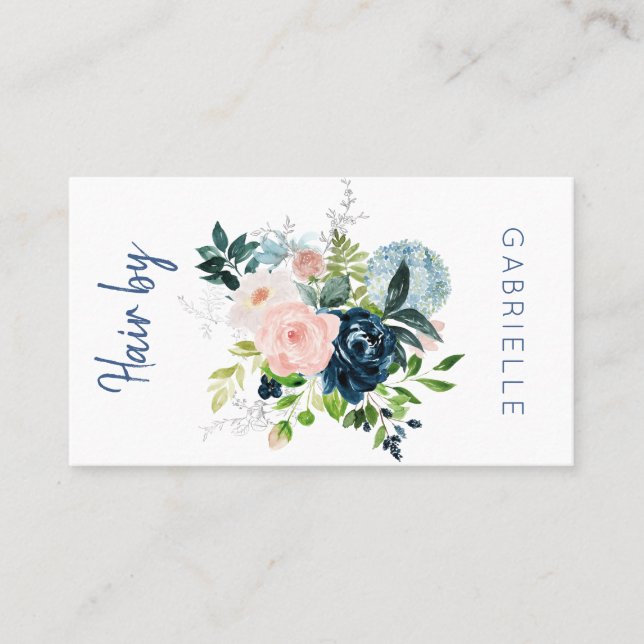 Carte De Visite Salon de coiffure floral à l'aquarelle prochain re (Devant)