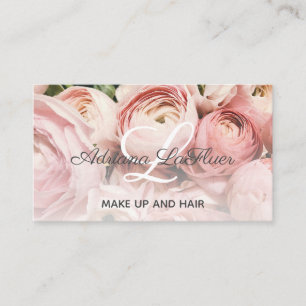 Carte De Visite Salon de coiffure floral de maquilleur d'or rose 