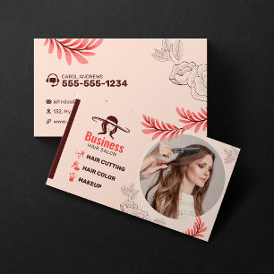 Carte De Visite Salon de coiffure floral élégant Coiffeur Artiste 