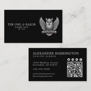 Carte De Visite Salon de coiffure Master Silver Owl Code Qr Profes