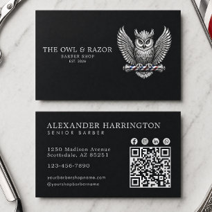 Carte De Visite Salon de coiffure Master Silver Owl Code Qr Profes