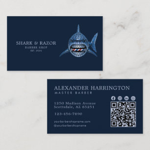 Carte De Visite Salon de Coiffure Professionnel Code Qr Steel Shar