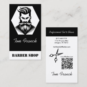 Carte De Visite Salon de coiffure professionnel noir et blanc