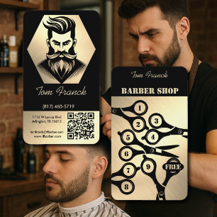Carte De Visite Salon de Coiffure Professionnel Noir&Or Fidélité e