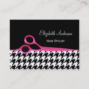 Carte De Visite Salon de coiffure rose et noir Girly de