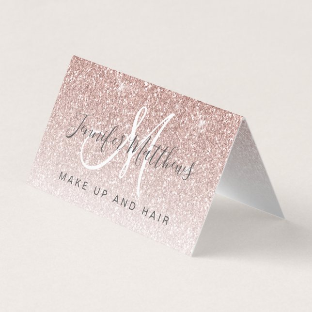 Carte De Visite Salon de coiffure Rose tendance Parties scintillan (Devant)