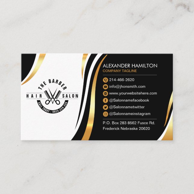 Carte De Visite Salon De Coiffure, Salon, Salon, Avec Logo Gratuit (Devant)