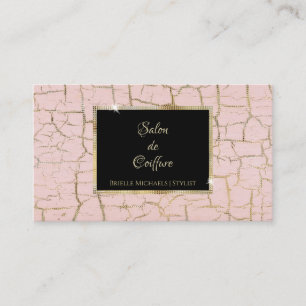 Carte De Visite Salon de coiffure tendance rose et or craqué