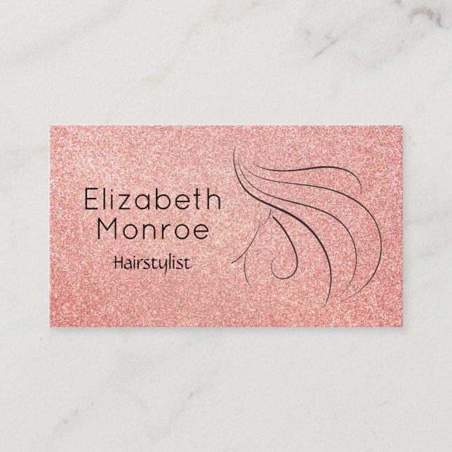 Carte De Visite Salon de coiffure tendance Rose Gold Parties scint (Devant)