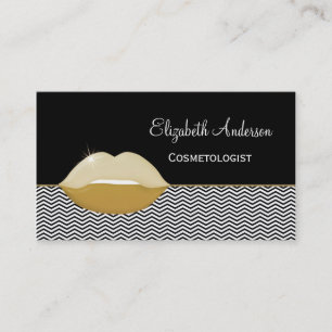 Carte De Visite Salon de cosmétique Gold Lips