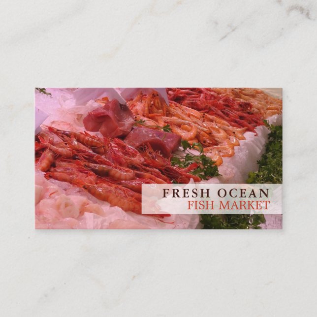 Carte De Visite Salon De Fruits De Mer, Pêcheur/Épouse, Marché Aux (Devant)
