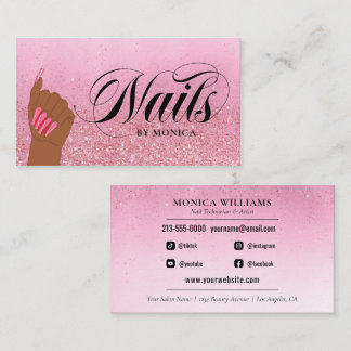 Carte De Visite Salon de la Parties scintillant Red Glam Manicuris