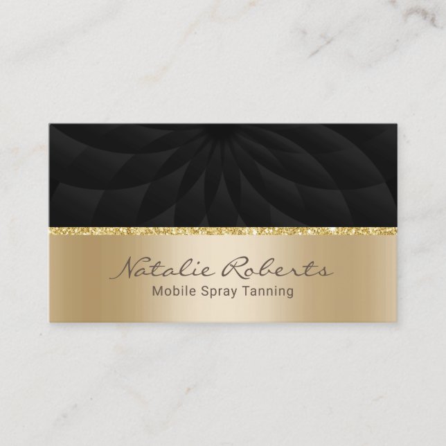 Carte De Visite Salon de l'Spa moderne Black Gold de Mobile Spray  (Devant)