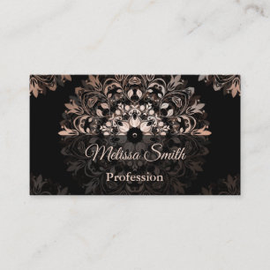 Carte De Visite Salon de Mandala rose Gold Black Floral