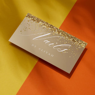 Carte de visite Salon de manucure Paillettes dorée