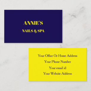 Carte De Visite Salon de manucure Spa Néon Fluorescent Jaune Bleu