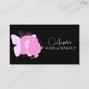 Carte De Visite Salon de Maquillage Butterfly Woman Rose Noir Scr