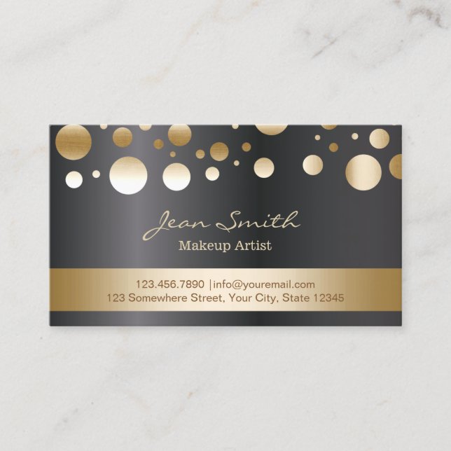 Carte De Visite Salon de maquillage moderne Gold Confetti Artist B (Devant)