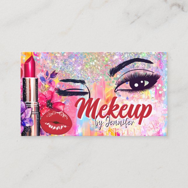 Carte De Visite Salon de maquillage Parties scintillant holographi (Devant)