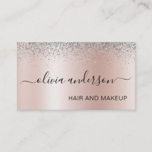 Carte De Visite Salon de maquillage rose Gold Silver Parties scint