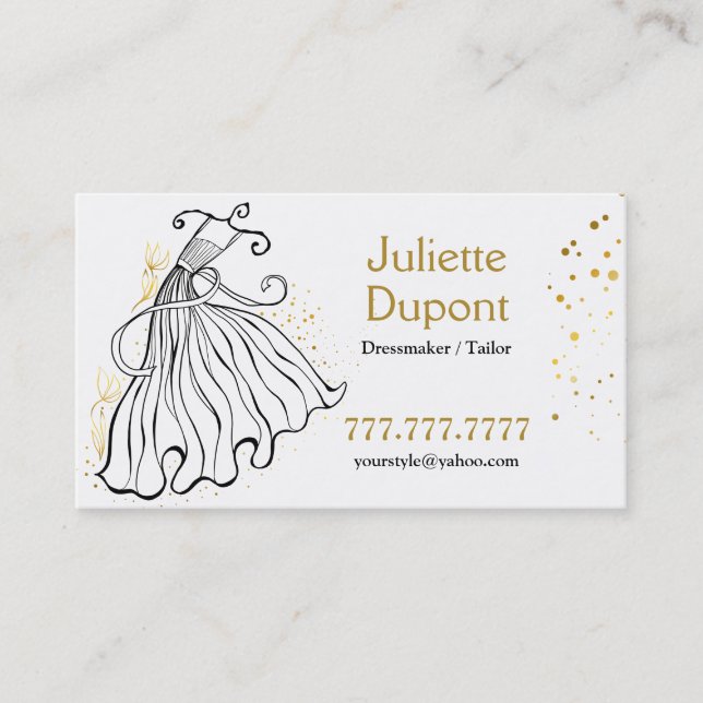 Carte De Visite Salon de mariage d'or sur mesure élégant (Devant)
