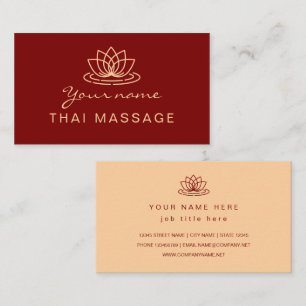 Carte De Visite Salon de massage thaïlandais logo fleur de lotus