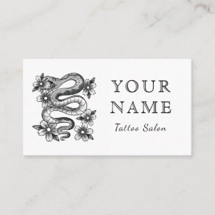 Carte De Visite Salon de tatouage Artiste serpent floral croquis m