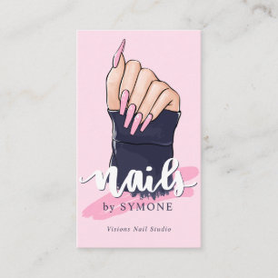 Carte De Visite Salon de technicien en ongles Branché Logo Blush P