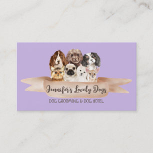 Carte De Visite Salon de toilettage de luxe pour chiens de Purple 