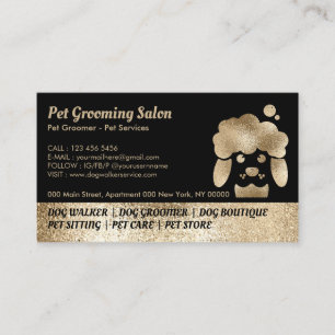 Carte De Visite Salon de toilettage pour animaux Gold Sparkling