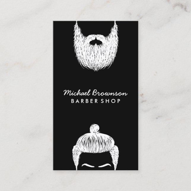 Carte De Visite Salon des cheveux Hipster Man Beth Black Barber (Devant)
