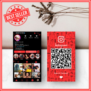 Carte De Visite Salon des cheveux Instagram rouge   Social Media Q