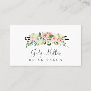 Carte De Visite Salon des cheveux rose blanc pastel Floral Bobby P